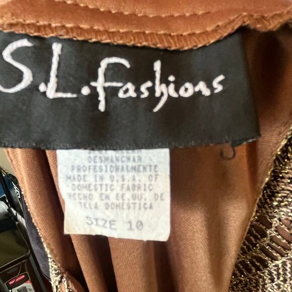 Vintage 90’s does 30’s SL Fashions Gold Fringe Gatsby Halter Dress 10 Medium - Picture 6 of 8